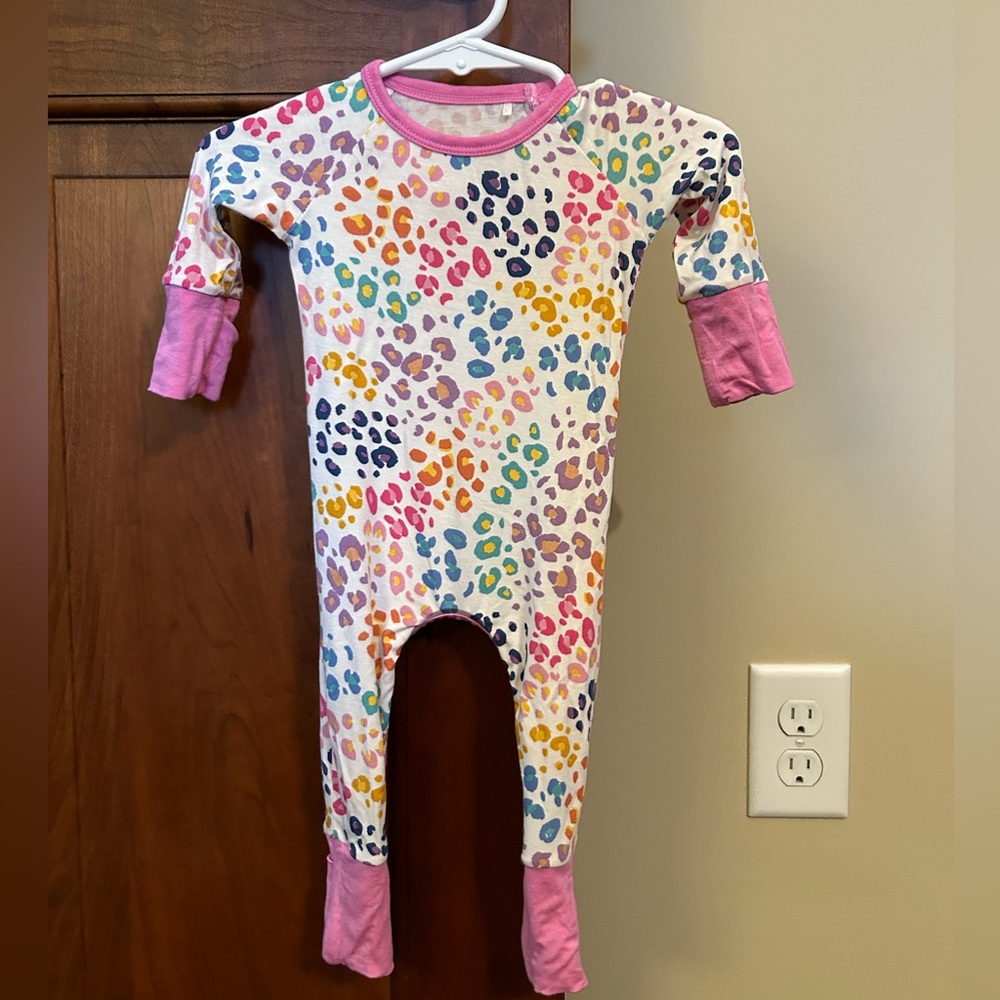 Little Sleepies rainbow leopard crescent zippy